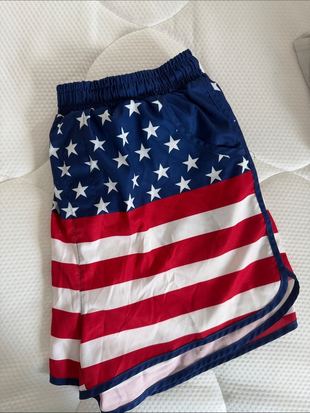 Men's Athletic Swim Shorts in Red, White & Blue